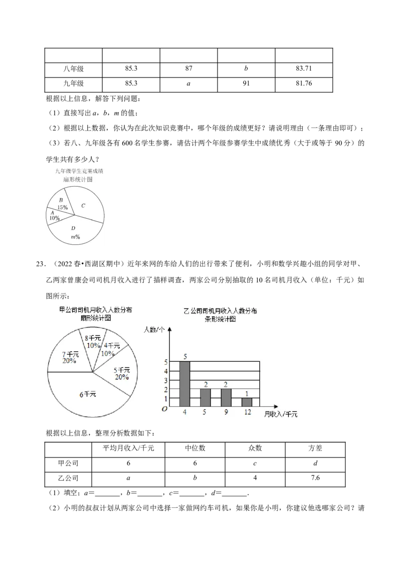 专题20.3方差专项提升训练（重难点培优）-拔尖特训2023年培优（原卷版）人教版_初中数学人教版_八年级数学下册_保存转存之后查看(1)_8下-初中数学人教版（2026春新版持续更新）