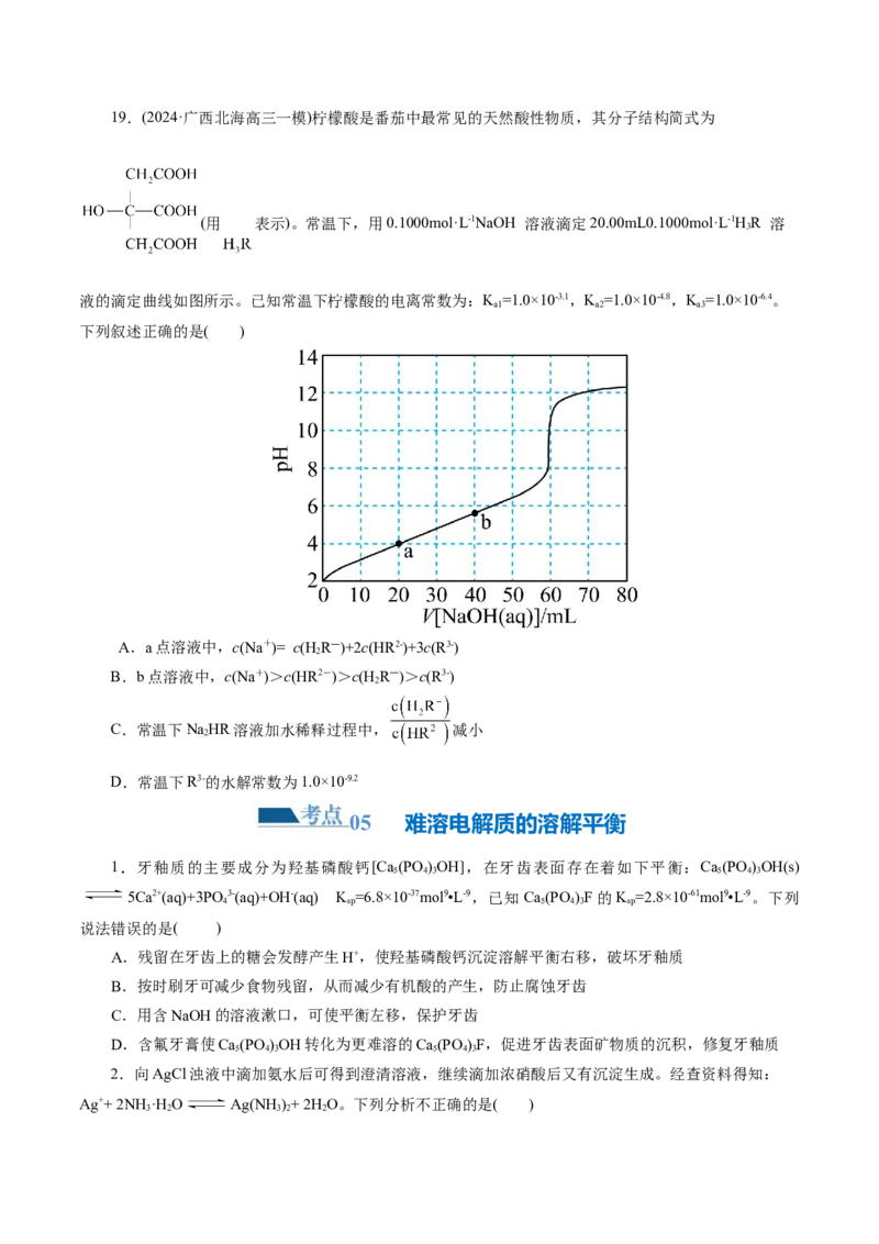 专题08水溶液中的离子反应与平衡(练习)(原卷版)_05高考化学_新高考复习资料_2024年新高考资料_二轮复习资料_2024年高考化学二轮复习讲练测（新教材新高考）_配套练习（原卷版+解析版）