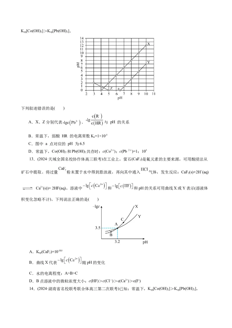 专题08水溶液中的离子反应与平衡(练习)(原卷版)_05高考化学_新高考复习资料_2024年新高考资料_二轮复习资料_2024年高考化学二轮复习讲练测（新教材新高考）_配套练习（原卷版+解析版）