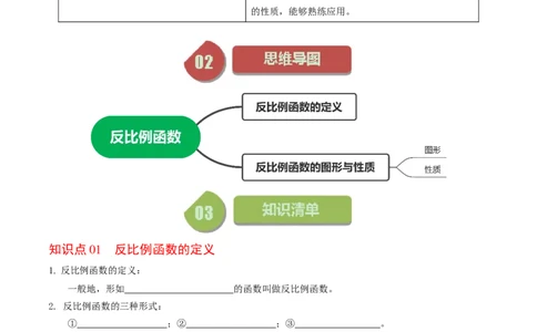 第01讲反比例函数及其图像和性质（学生版）_初中数学_九年级数学下册（人教版）_同步讲义-U18_2024版