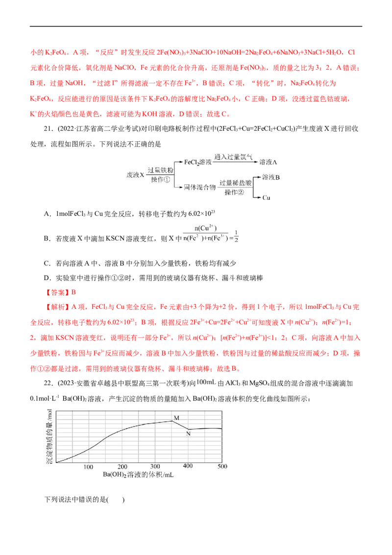 专题06金属及其化合物（测）（解析版）_05高考化学_通用版（老高考）复习资料_2023年复习资料_二轮复习_2023年高考化学二轮复习讲练测（全国通用）