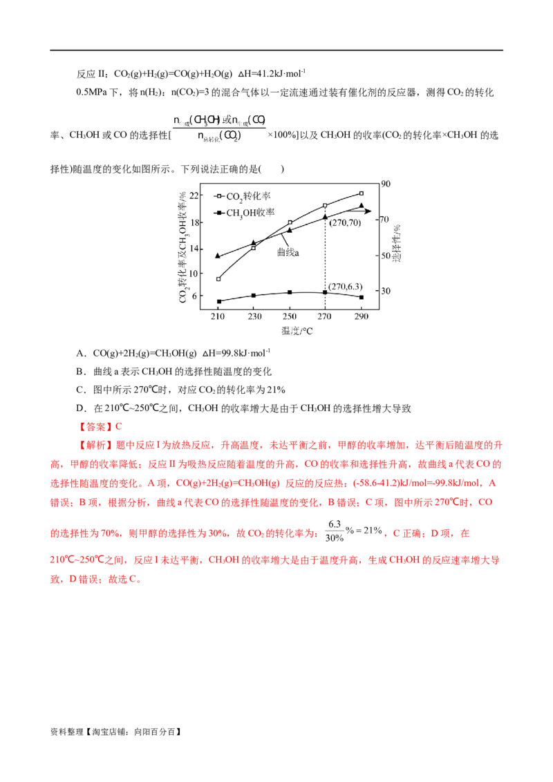 专题07化学反应速率与化学平衡(练习)(解析版)_05高考化学_新高考复习资料_2024年新高考资料_二轮复习资料_2024年高考化学二轮复习讲练测（新教材新高考）_配套练习（原卷版+解析版）