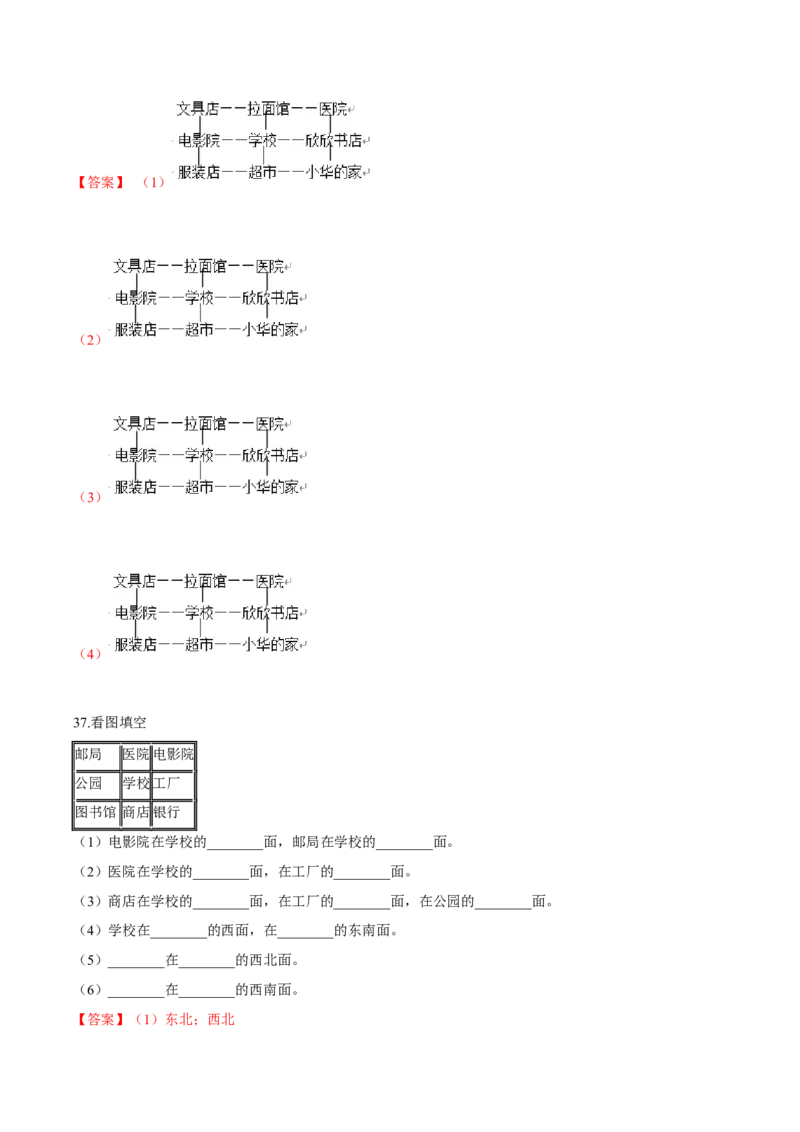 苏教版数学二年级下册重难点题型训练第三章《认识方向》章节常考题集锦（解析版）_二年级数学下册（苏教版）_第四套_单元测试_第2套单元测试（16份）