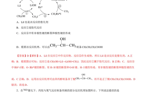 专题12化学反应机理（练）-2023年高考化学二轮复习讲练测（新高考专用）（解析版）_05高考化学_新高考复习资料_2023年新高考资料_二轮复习