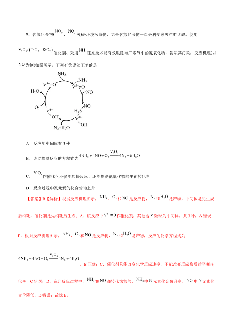 专题12化学反应机理（练）-2023年高考化学二轮复习讲练测（新高考专用）（解析版）_05高考化学_新高考复习资料_2023年新高考资料_二轮复习
