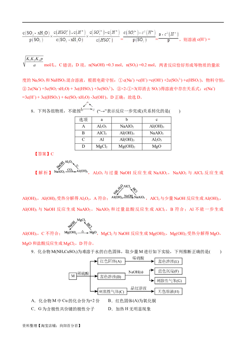 专题05元素及其化合物的性质与应用(练习)(解析版)_05高考化学_新高考复习资料_2024年新高考资料_二轮复习资料_2024年高考化学二轮复习讲练测（新教材新高考）_教师版（含答案解析）