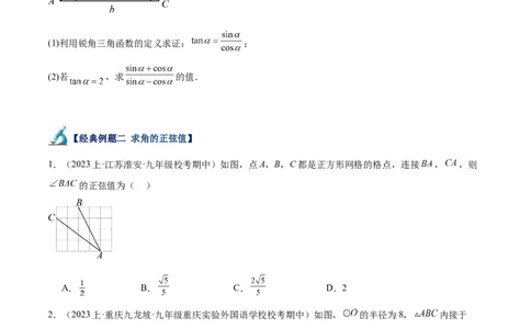 专题11锐角三角函数重难点题型专训（7大题型）（原卷版）_初中数学人教版_9下-初中数学人教版_07专项讲练_2023-2024学年九年级数学全册重难点专题提升精讲精练（人教版）_九年级下册
