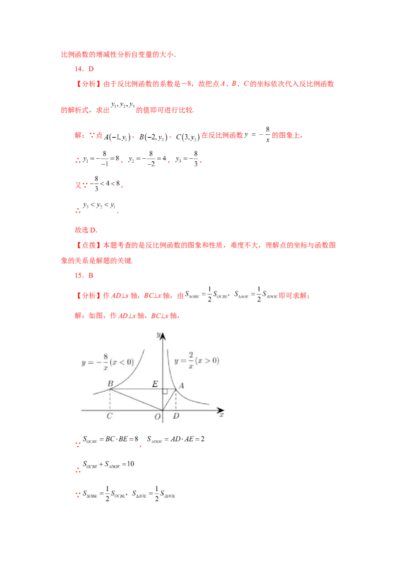 专题26.31《反比例函数》中考常考考点专题（1）（巩固篇）（专项练习）-2022-2023学年九年级数学下册基础知识专项讲练（人教版）_初中数学人教版_9下-初中数学人教版_07专项讲练