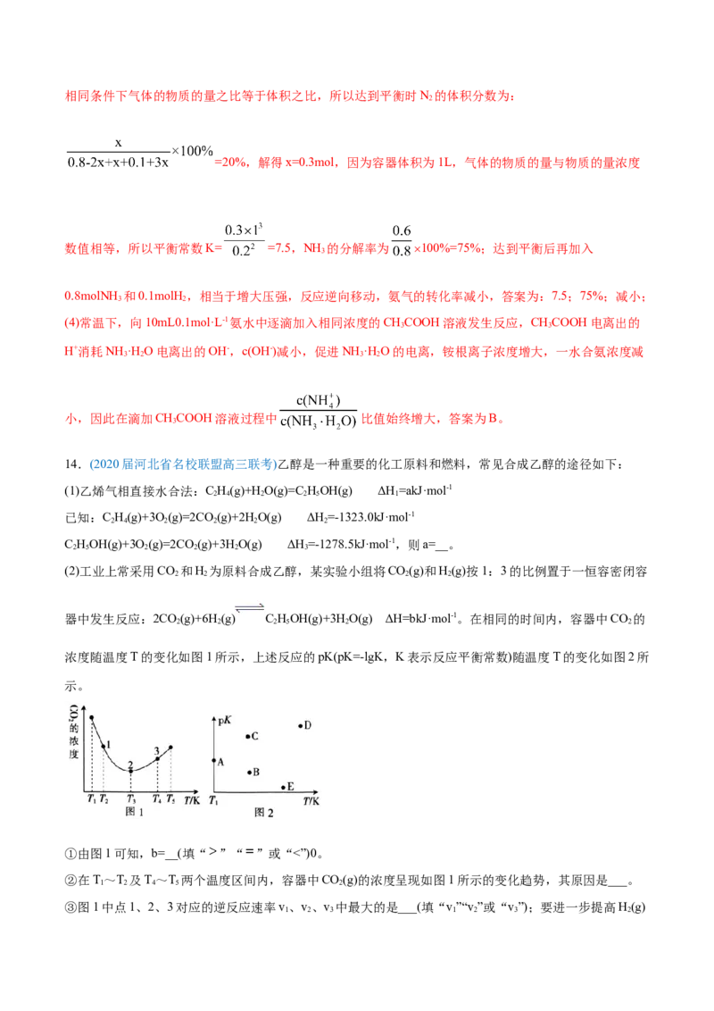 专题14化学反应原理综合-2020年高考化学真题与模拟题分类训练（教师版含解析）_05高考化学_新高考复习资料_2022年新高考资料_2022年一轮复习各版本