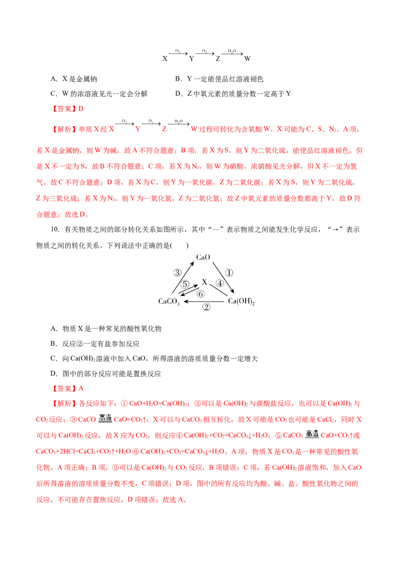 专题01物质及其变化-2023年高考化学一轮复习小题多维练（解析版）_05高考化学_新高考复习资料_2023年新高考资料_一轮复习_2023年新高考化学一轮复习小题多维练