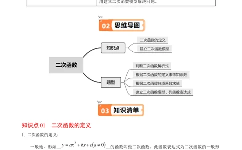 第01讲二次函数（2个知识点+4类热点题型讲练+习题巩固）（教师版）_初中数学_九年级数学上册（人教版）_同步讲义-U18_2025版