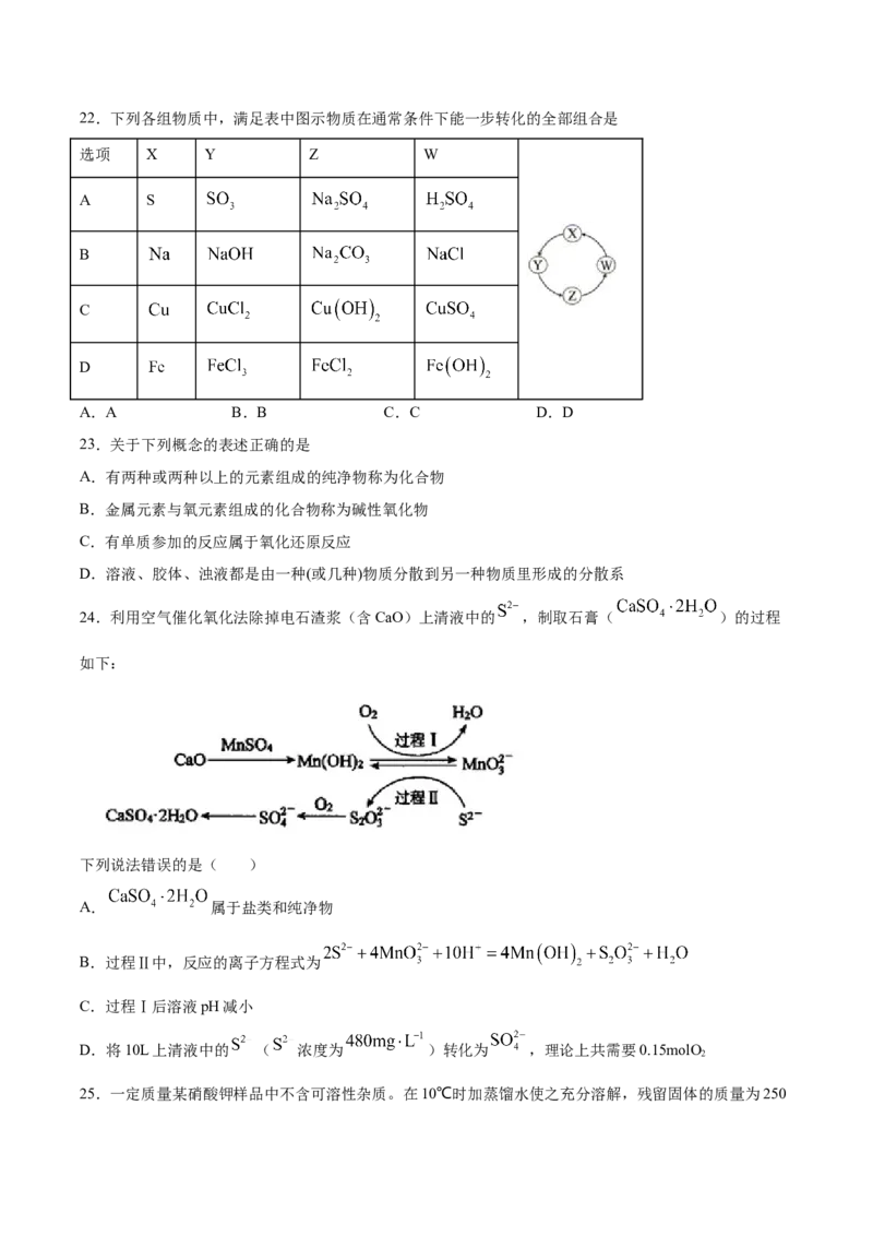 专题01物质的组成、性质和分类（含解析）_05高考化学_2025年新高考资料_专项练习_2025高考化学专题复习冲刺练习（含解析）（完结）