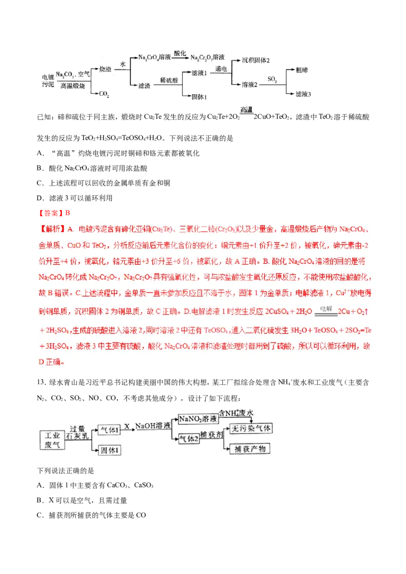 专题08化工流程选择题-2019年高考化学易错题汇总（解析版）_05高考化学_新高考复习资料_2022年新高考资料_2022年一轮复习各版本_1.高考化学2022年一轮复习通用版
