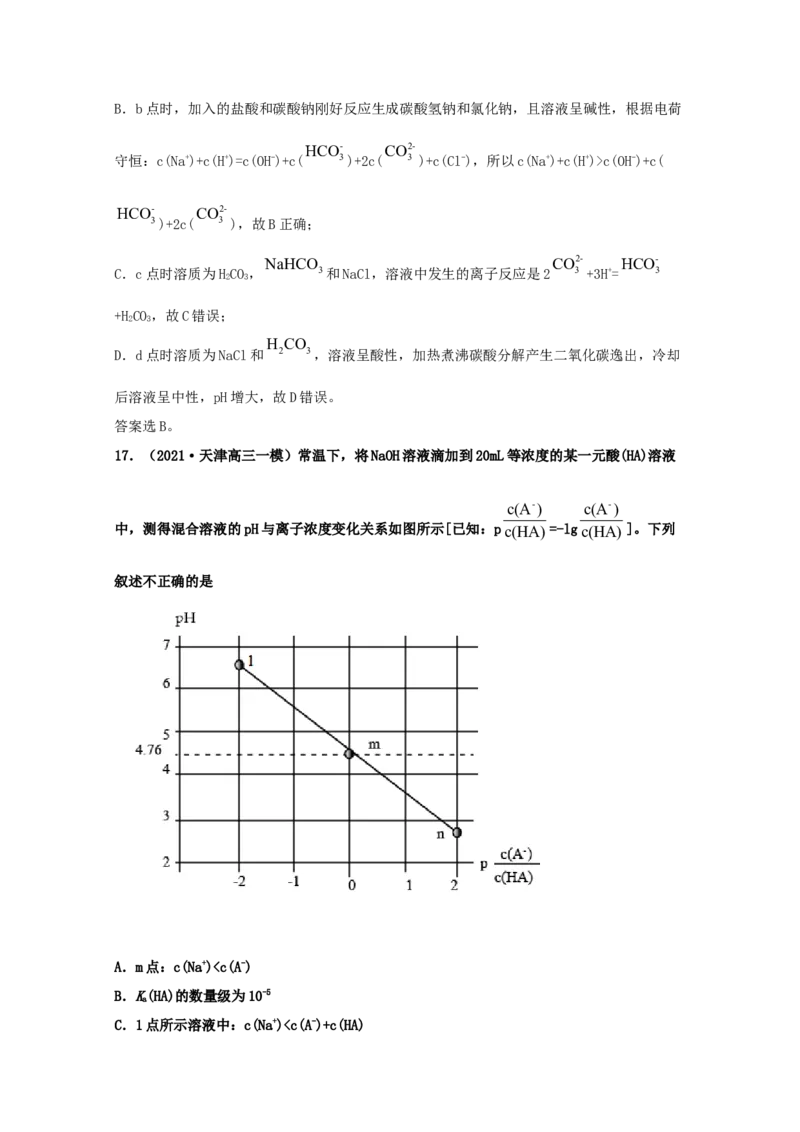专题13盐类的水解（教师版含解析）2021年高考化学真题和模拟题分类汇编_05高考化学_新高考复习资料_2023年新高考资料_一轮复习_2023年新高考大一轮复习讲义
