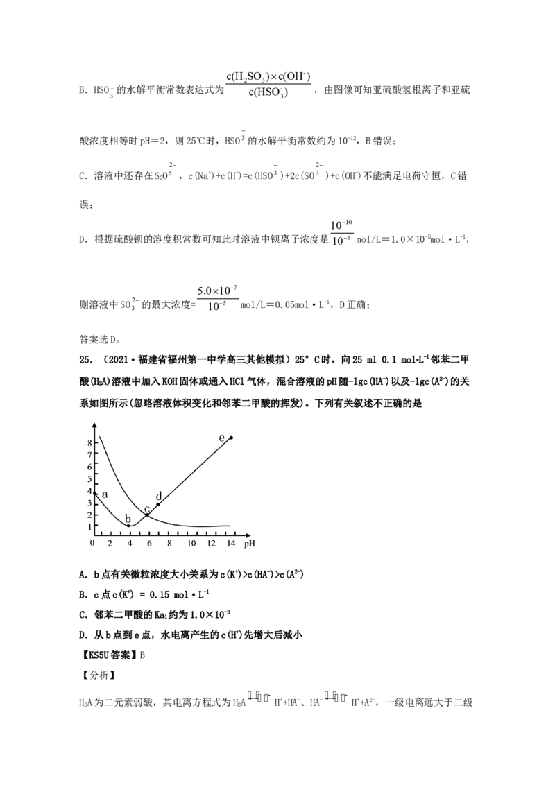 专题13盐类的水解（教师版含解析）2021年高考化学真题和模拟题分类汇编_05高考化学_新高考复习资料_2023年新高考资料_一轮复习_2023年新高考大一轮复习讲义