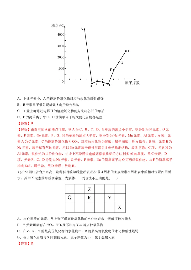 专题08元素周期律与元素周期表（专练）-瞄准2023年高考化学二轮专题考点抢分计划（解析版）_05高考化学_新高考复习资料_2023年新高考资料_二轮复习