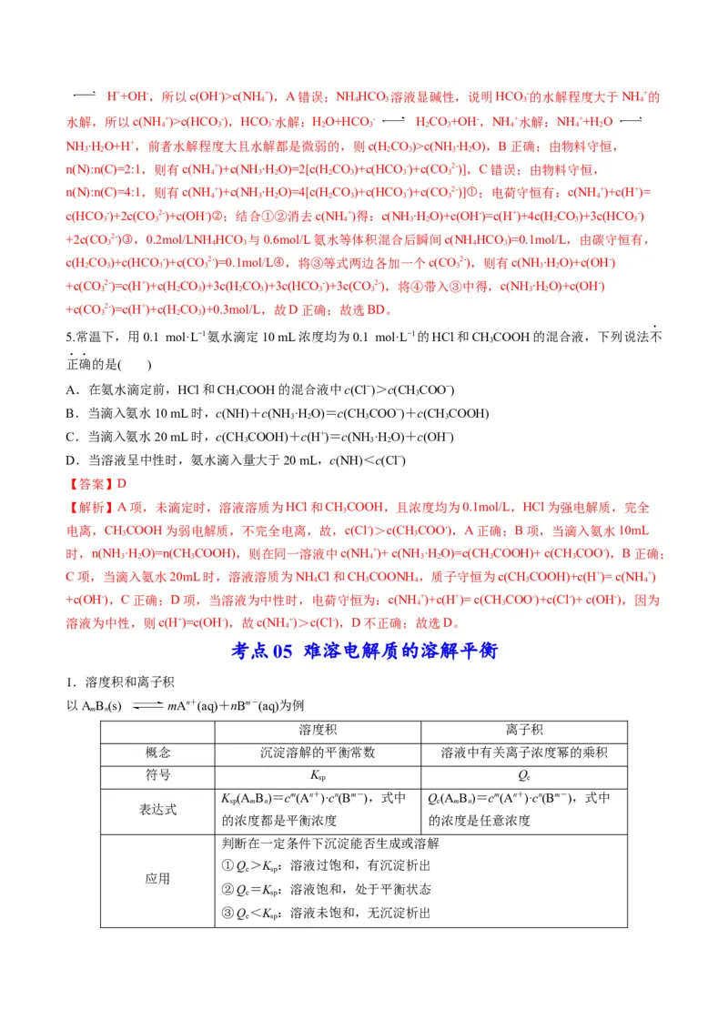专题07水溶液中的离子平衡（专讲）-瞄准2023年高考化学二轮专题考点抢分计划（解析版）_05高考化学_新高考复习资料_2023年新高考资料_二轮复习