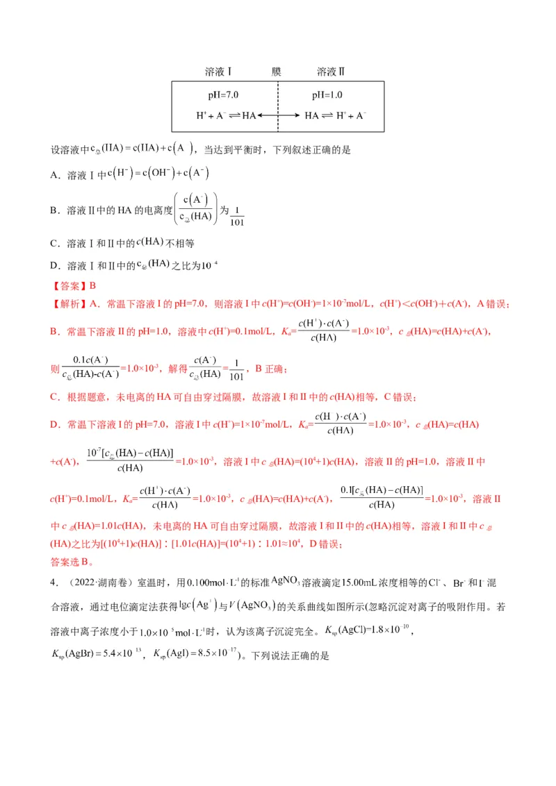 专题07水溶液中的离子平衡（专讲）-瞄准2023年高考化学二轮专题考点抢分计划（解析版）_05高考化学_新高考复习资料_2023年新高考资料_二轮复习