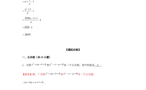 专题21.1一元二次方程与公共根、整数根、整体代入（强化）（解析版）_初中数学人教版_9上-初中数学人教版_07专项讲练
