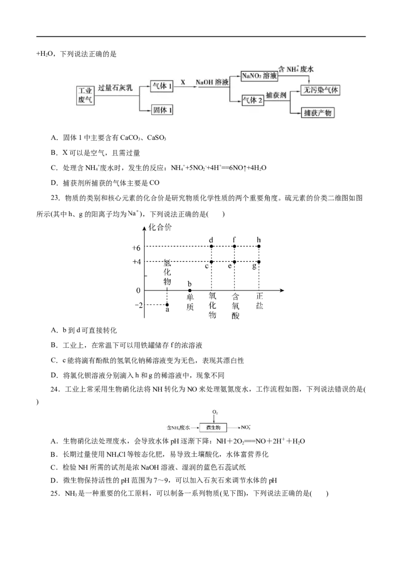 专题05化工生产中的重要非金属元素-2023年高考化学一轮复习小题多维练（原卷版）_05高考化学_通用版（老高考）复习资料_2023年复习资料_一轮复习