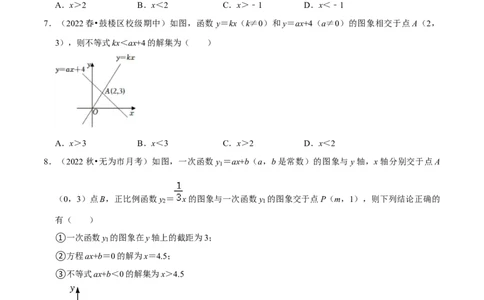 专题19.5一次函数与方程不等式专项提升训练（重难点培优）-拔尖特训2023年培优（原卷版）人教版_初中数学人教版_八年级数学下册_保存转存之后查看(1)_旧版-可参考_07专项讲练