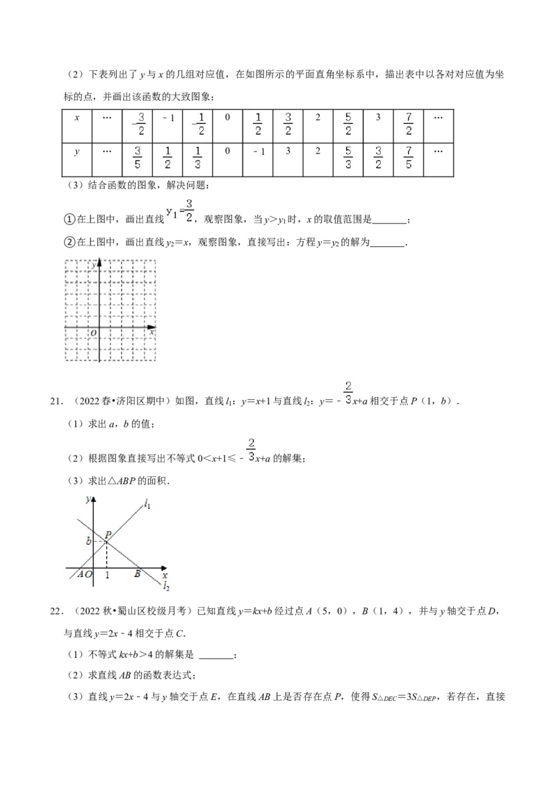专题19.5一次函数与方程不等式专项提升训练（重难点培优）-拔尖特训2023年培优（原卷版）人教版_初中数学人教版_八年级数学下册_保存转存之后查看(1)_旧版-可参考_07专项讲练