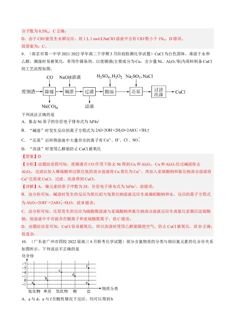 专项03化学物质的应用与转化-2023届高考化学二轮复习知识清单与专项练习（新高考专用）（解析版）_05高考化学_新高考复习资料_2023年新高考资料_二轮复习_选择题