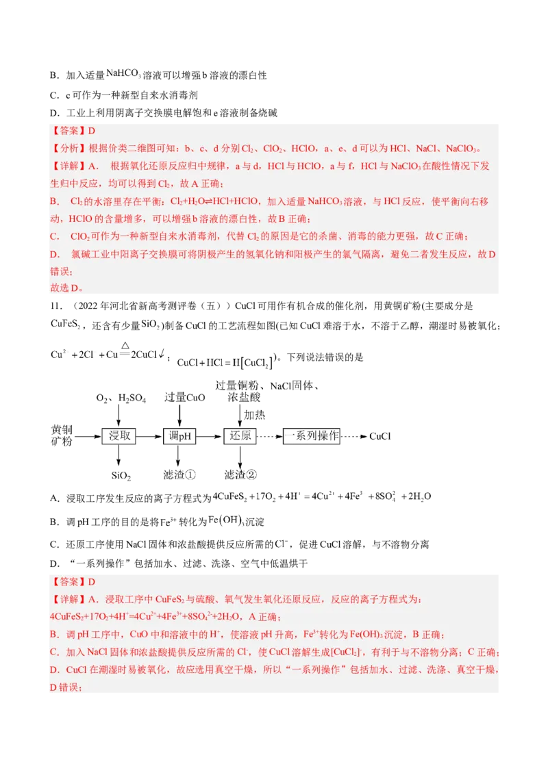 专项03化学物质的应用与转化-2023届高考化学二轮复习知识清单与专项练习（新高考专用）（解析版）_05高考化学_新高考复习资料_2023年新高考资料_二轮复习_选择题