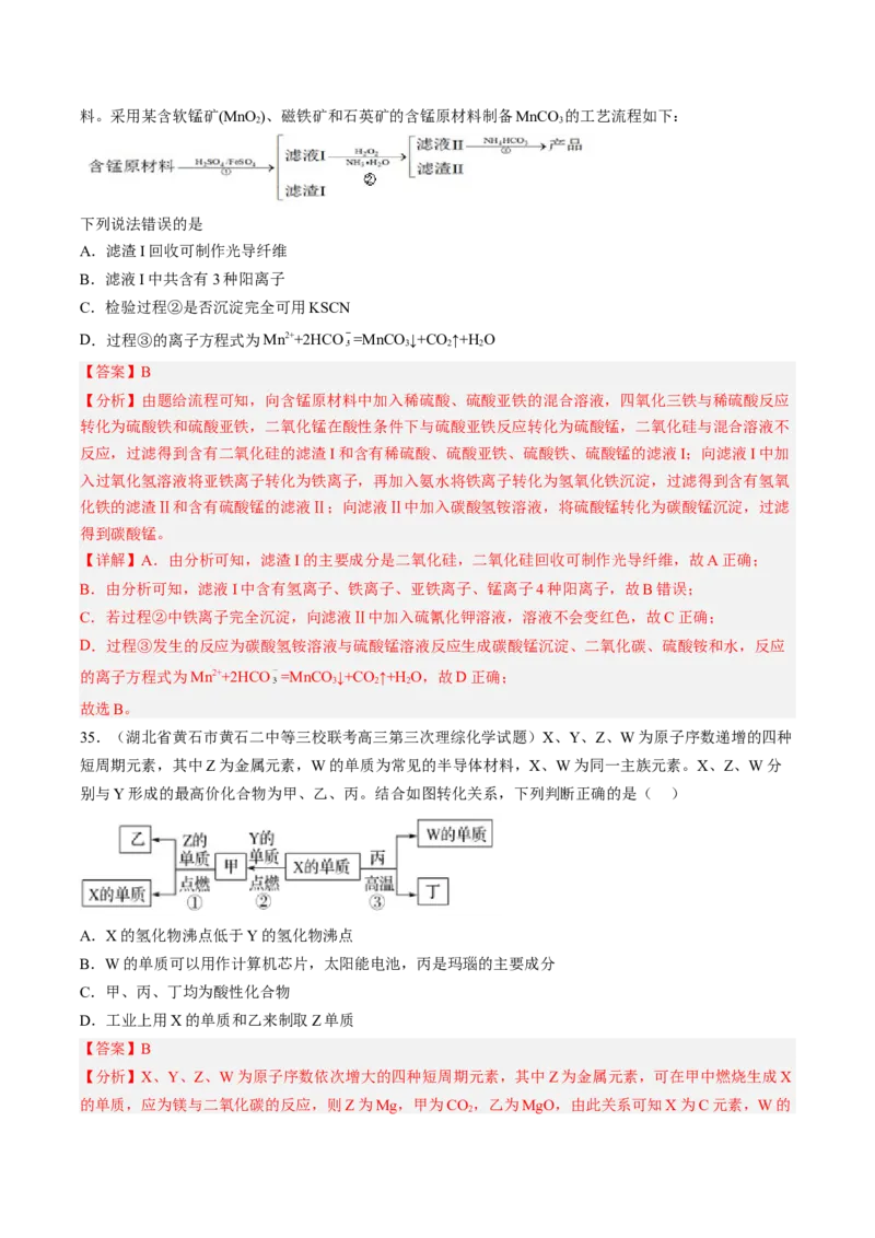 专项03化学物质的应用与转化-2023届高考化学二轮复习知识清单与专项练习（新高考专用）（解析版）_05高考化学_新高考复习资料_2023年新高考资料_二轮复习_选择题