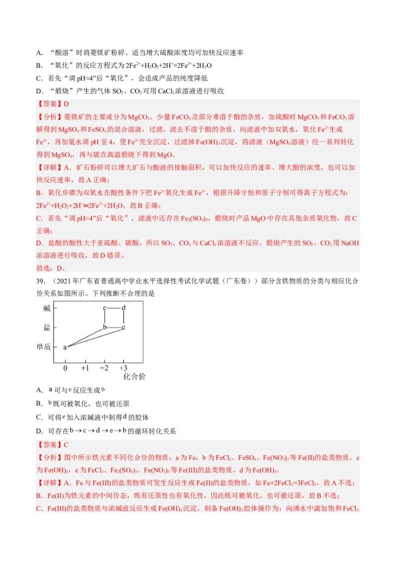 专项03化学物质的应用与转化-2023届高考化学二轮复习知识清单与专项练习（新高考专用）（解析版）_05高考化学_新高考复习资料_2023年新高考资料_二轮复习_选择题