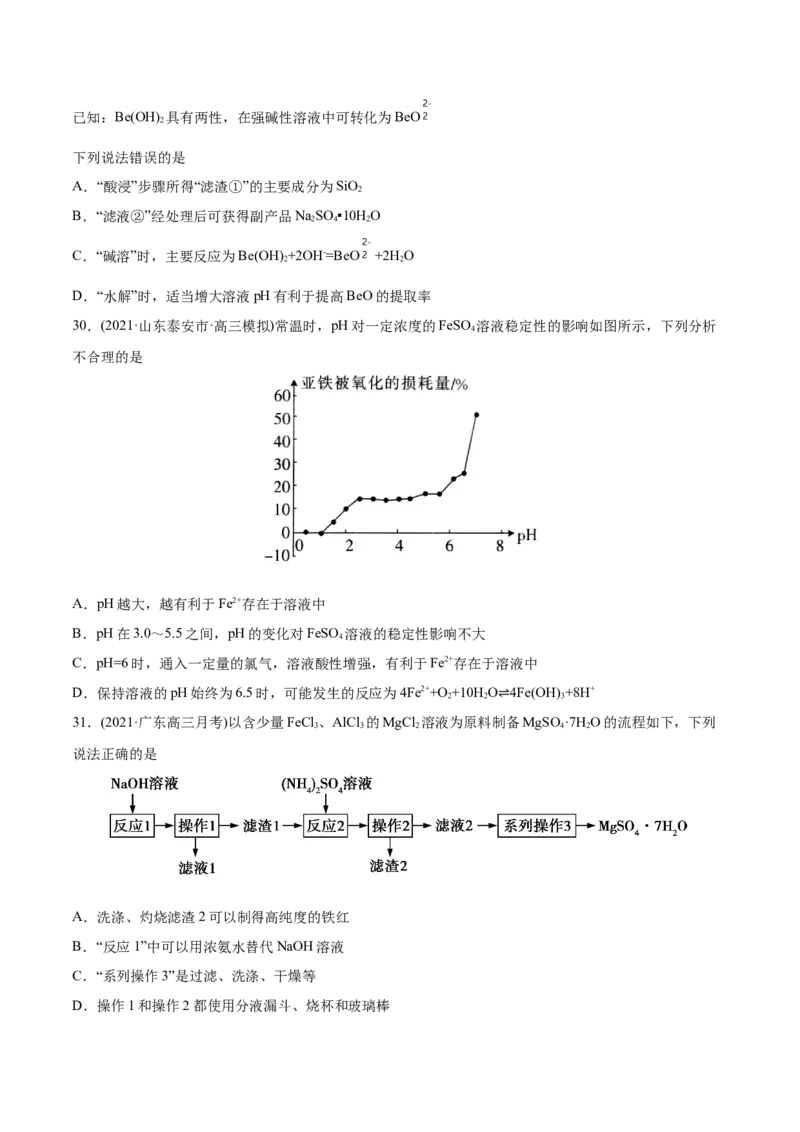 专题05元素及其化合物-2021年高考化学真题与模拟题分类训练（学生版）_05高考化学_新高考复习资料_2023年新高考资料_一轮复习_2023年新高考大一轮复习讲义