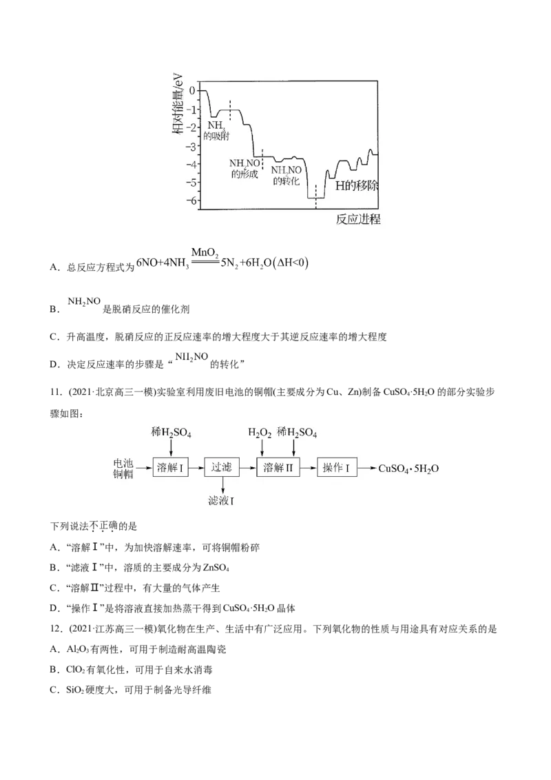 专题05元素及其化合物-2021年高考化学真题与模拟题分类训练（学生版）_05高考化学_新高考复习资料_2023年新高考资料_一轮复习_2023年新高考大一轮复习讲义