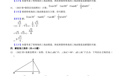 猜想08锐角三角函数（易错必刷30题7种题型专项训练）（教师版）_初中数学_九年级数学上册（人教版）_期末专项复习-U276_2024版