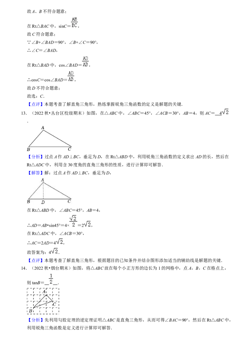 猜想08锐角三角函数（易错必刷30题7种题型专项训练）（教师版）_初中数学_九年级数学上册（人教版）_期末专项复习-U276_2024版