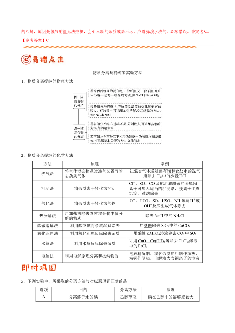 专题10化学实验基础&mdash;&mdash;备战2021年高考化学纠错笔记（学生版）_05高考化学_新高考复习资料_2023年新高考资料_一轮复习_2023年新高考大一轮复习讲义_赠备战2021年高考化学纠错笔记