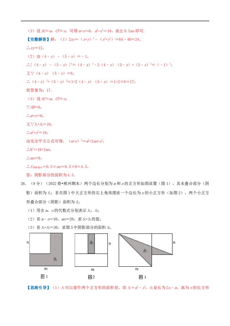 专题11乘法公式（解析版）_初中数学人教版_8上-初中数学人教版_旧版_07专项讲练_挑战压轴题八年级数学上册压轴题专题精选汇编（人教版）
