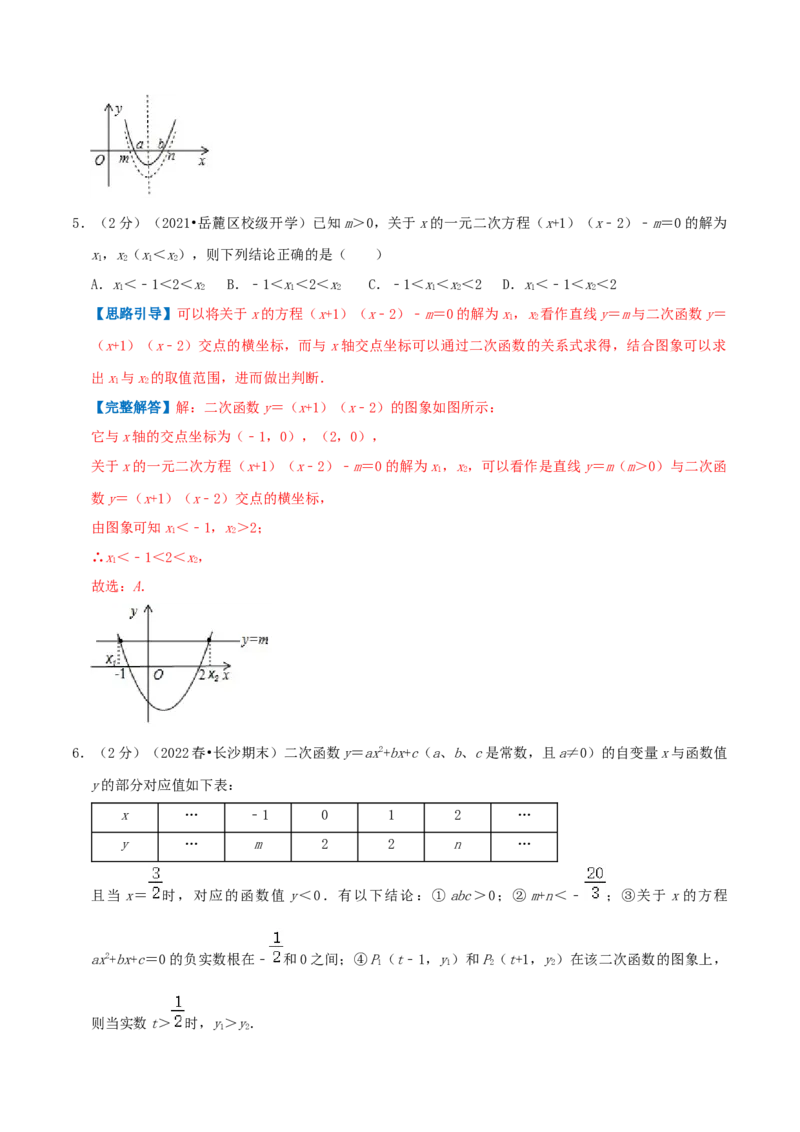 专题06二次函数与一元二次方程（解析版）_初中数学人教版_9上-初中数学人教版_07专项讲练_挑战压轴题九年级数学上册压轴题专题精选汇编（人教版）