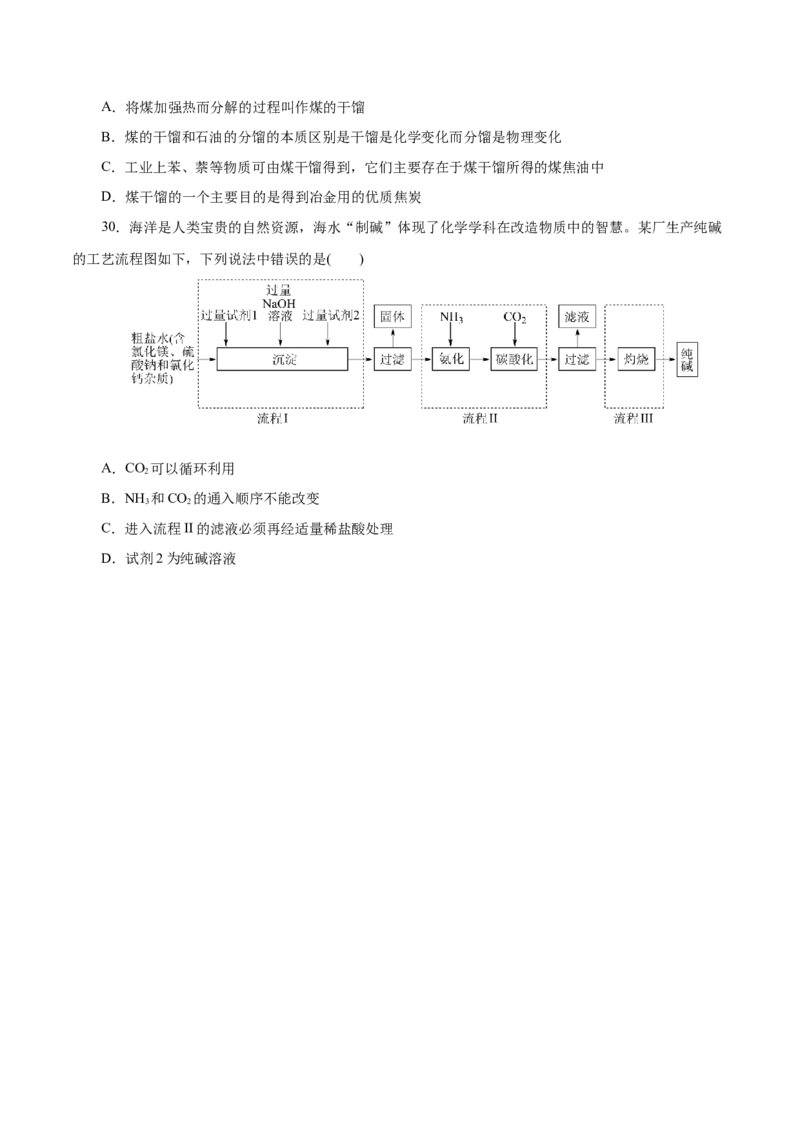 专题08化学与可持续发展-2023年高考化学一轮复习小题多维练（原卷版）_05高考化学_新高考复习资料_2023年新高考资料_一轮复习_2023年新高考化学一轮复习小题多维练
