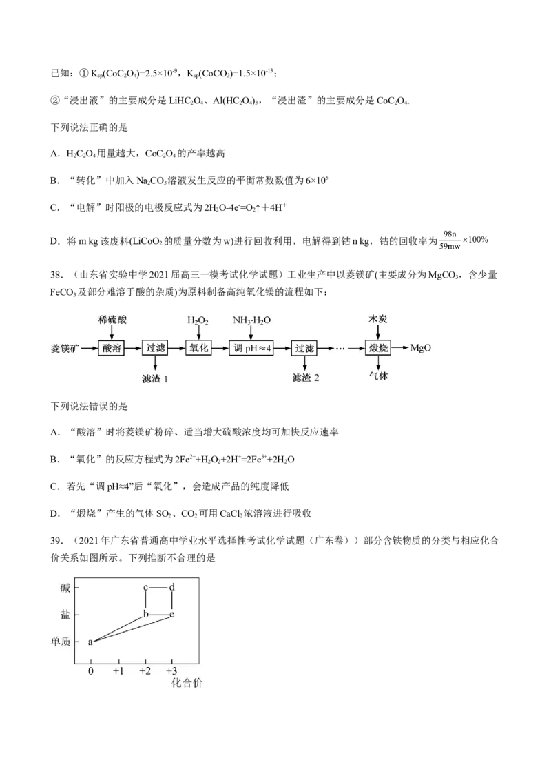 专项03化学物质的应用与转化-2023届高考化学二轮复习知识清单与专项练习（新高考专用）（原卷版）_05高考化学_新高考复习资料_2023年新高考资料_二轮复习_选择题