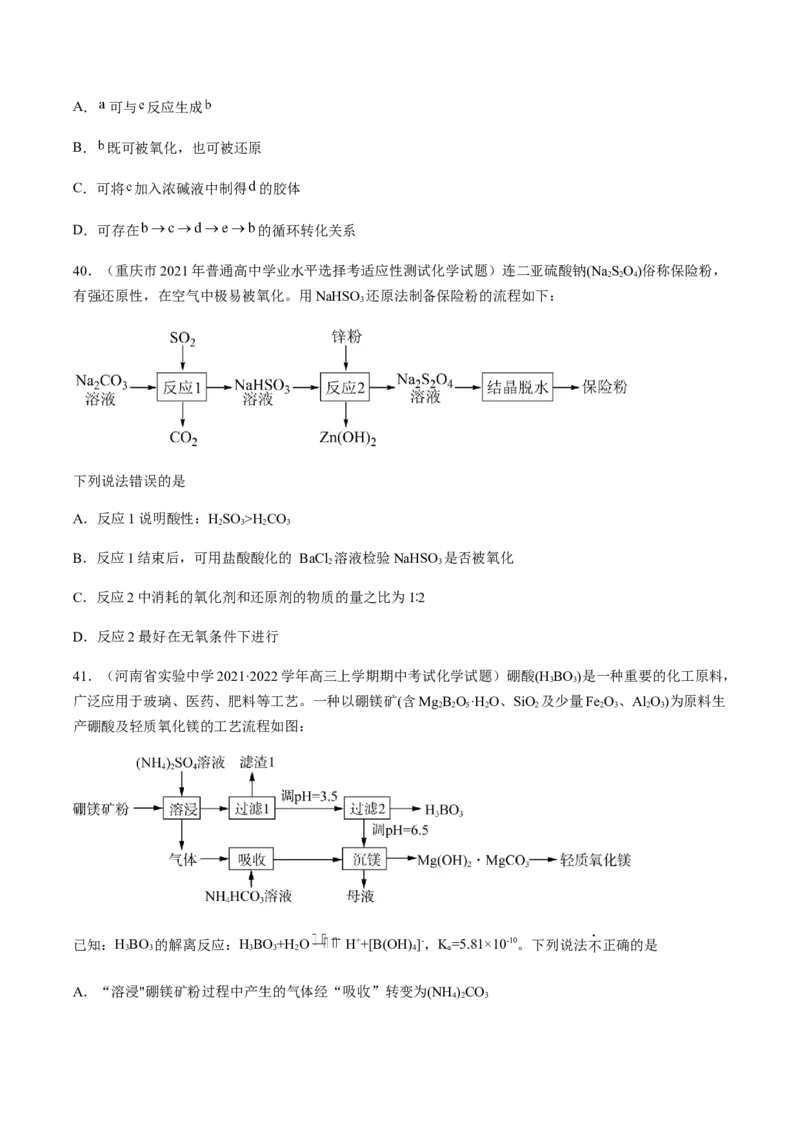 专项03化学物质的应用与转化-2023届高考化学二轮复习知识清单与专项练习（新高考专用）（原卷版）_05高考化学_新高考复习资料_2023年新高考资料_二轮复习_选择题