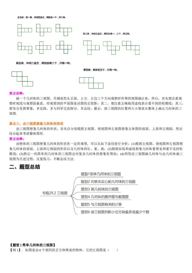 专题29.2三视图（原卷版）_初中数学人教版_9下-初中数学人教版_07专项讲练_2022-2023学年九年级数学下册重点题型讲练测（人教版）
