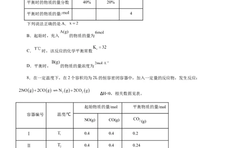 专题09化学反应速率与化学平衡（测）-2023年高考化学二轮复习讲练测（原卷版）_05高考化学_新高考复习资料_2023年新高考资料_二轮复习