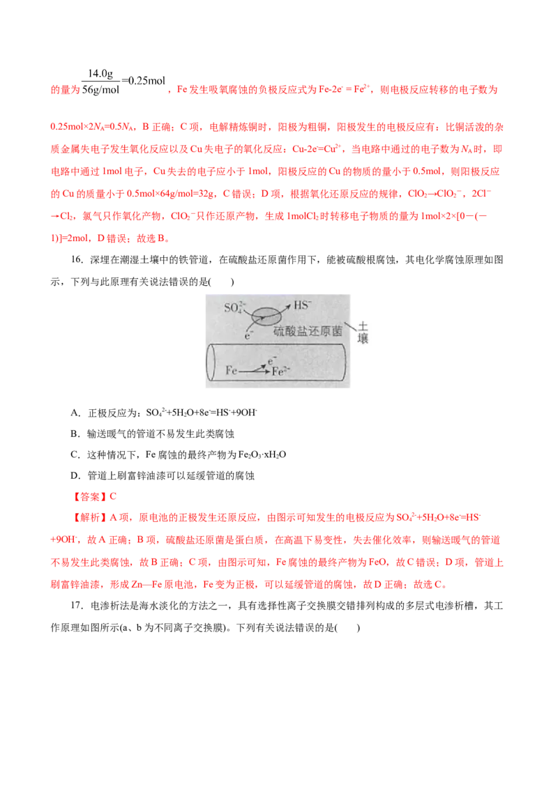 专题12化学反应与电能-2023年高考化学一轮复习小题多维练（解析版）_05高考化学_新高考复习资料_2023年新高考资料_一轮复习_2023年新高考化学一轮复习小题多维练