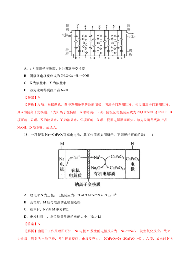 专题12化学反应与电能-2023年高考化学一轮复习小题多维练（解析版）_05高考化学_新高考复习资料_2023年新高考资料_一轮复习_2023年新高考化学一轮复习小题多维练