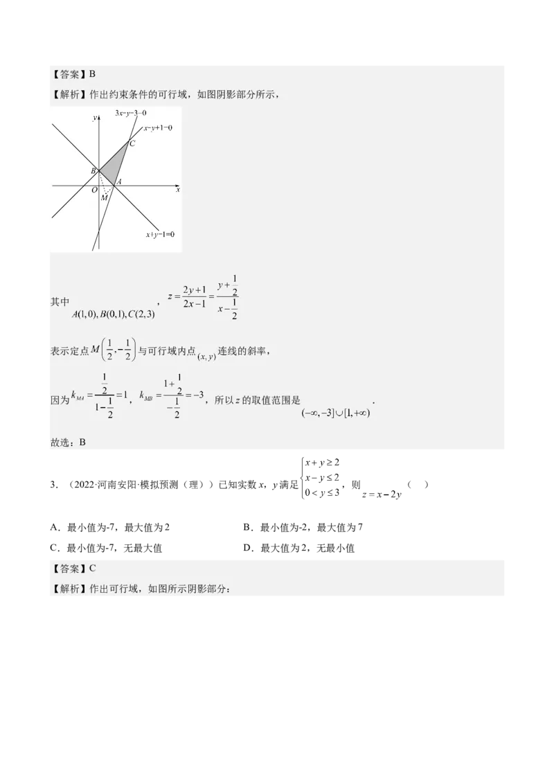 考向23二元一次不等式（组）与简单的线性规划问题（重点）-备战2023年高考数学一轮复习考点微专题（全国通用）（解析版）_2.2025数学总复习_赠品通用版（老高考）复习资料