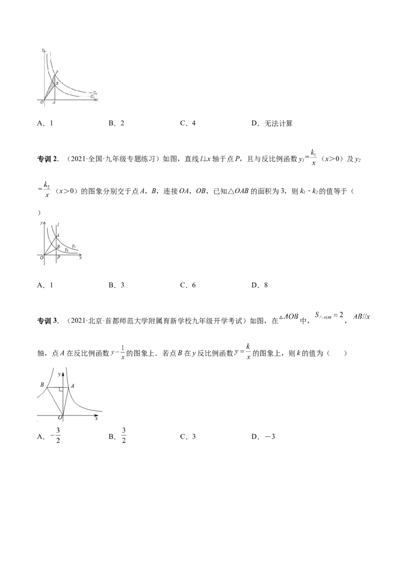 专题04反比例函数模型（专项突破）-原卷版_初中数学人教版_9下-初中数学人教版_07专项讲练_一题三变系列2022-2023学年九年级数学下册重要考点题型精讲精练(人教版)
