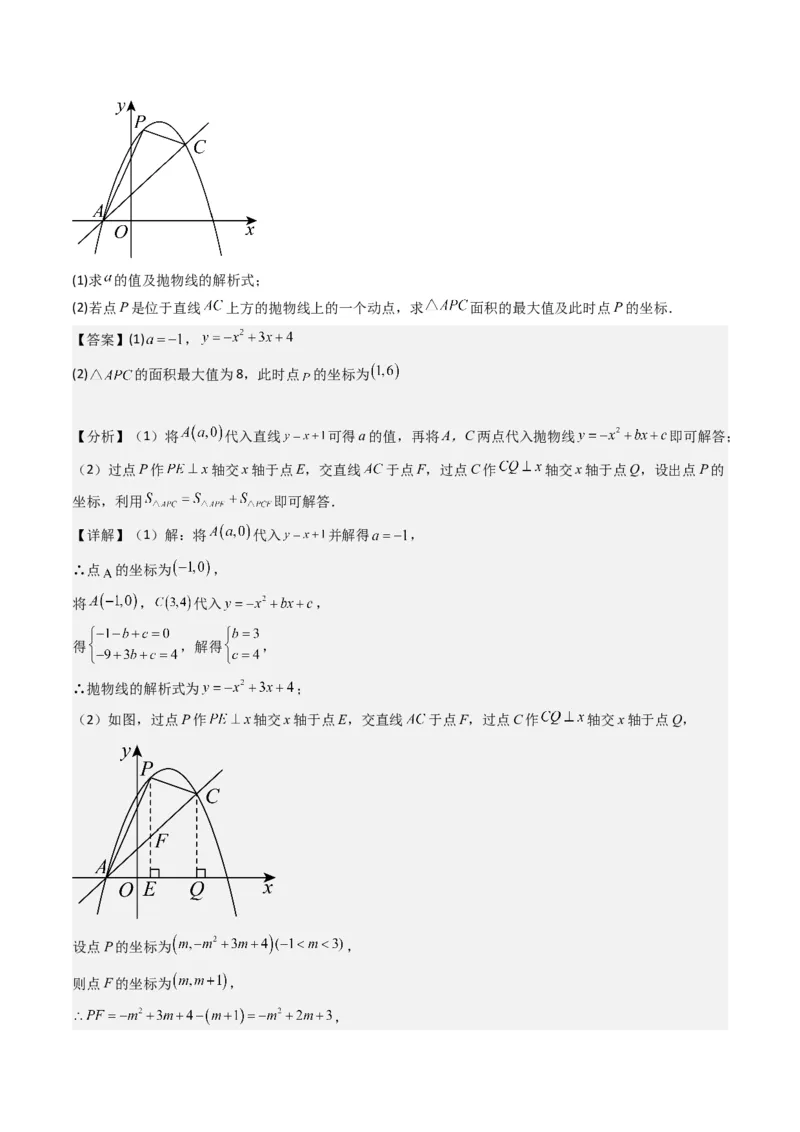 猜想02二次函数综合题（6种常见题型专练）（教师版）_初中数学_九年级数学上册（人教版）_期末专项复习-U276_2024版