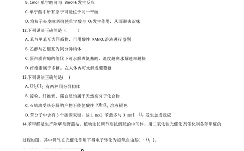 专题12常见有机化合物（含解析）_05高考化学_2025年新高考资料_专项练习_2025高考化学专题复习冲刺练习（含解析）（完结）