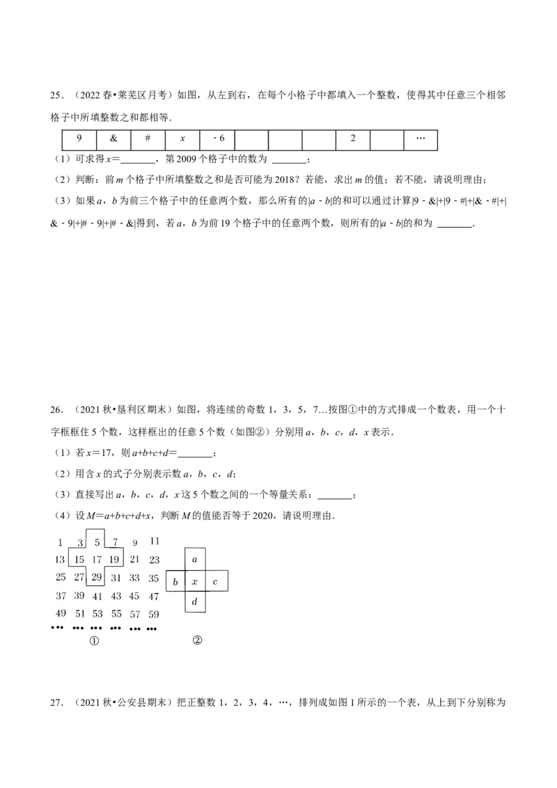 专题2.2数字变化类规律问题（压轴题专项讲练）（人教版）（原卷版）_初中数学人教版_7上-初中数学人教版_7上-初中数学人教版（旧版）赠送_07专项讲练