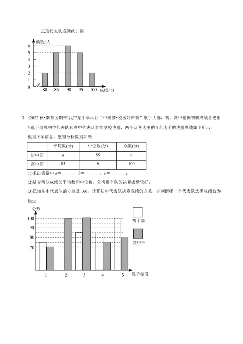 章节测试第20章数据的分析（A卷&middot;知识通关练）（学生版）_初中数学_八年级数学下册（人教版）_讲义_学生版在此文件夹